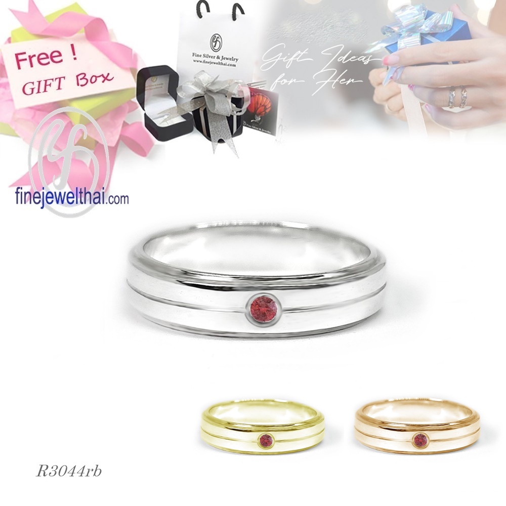 finejewelthai-แหวน-แหวนทับทิม-ทับทิม-แหวนเงินแท้-แหวนพลอย-พลอยแท้-พลอยประจำเดือนเกิด-ruby-silver-ring-r3044rb