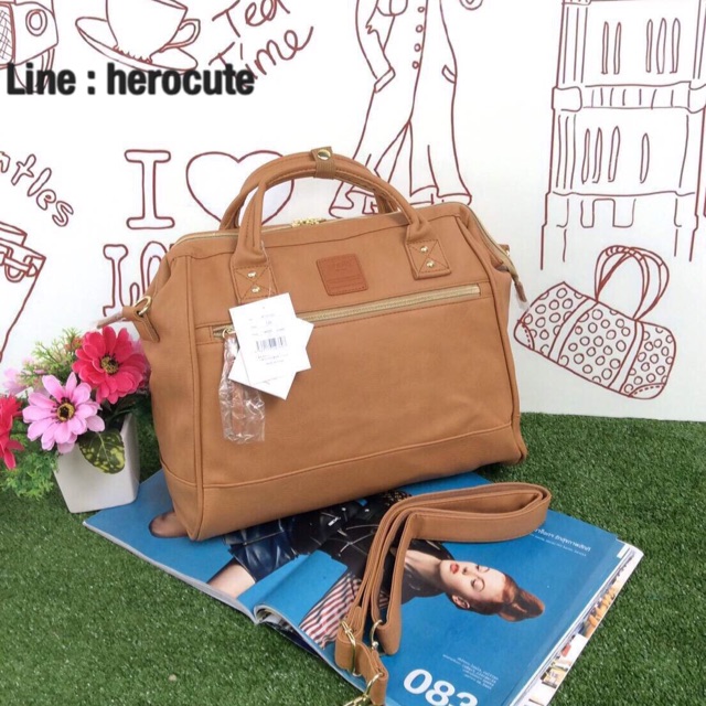 anello-2-way-pu-leather-boston-bag-ส่งฟรีems