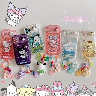 เคสโทรศัพท์มือถือ ลายการ์ตูนซานริโอ้ พร้อมกระจก และสายคล้อง สําหรับ iPhone13promax 11 12pro max
