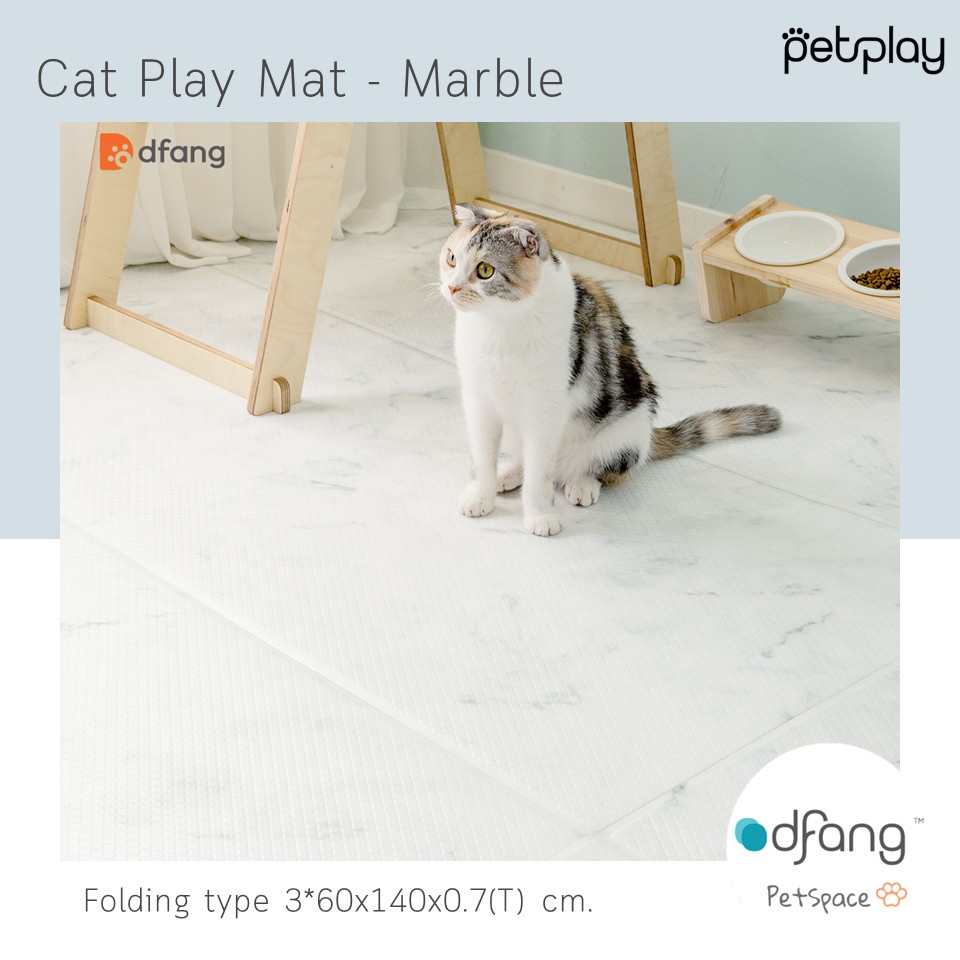 Dfang Cat Play Mat Folding Type Marble แผ่นกันลื่นสำหรับสัตว์เลี้ยง