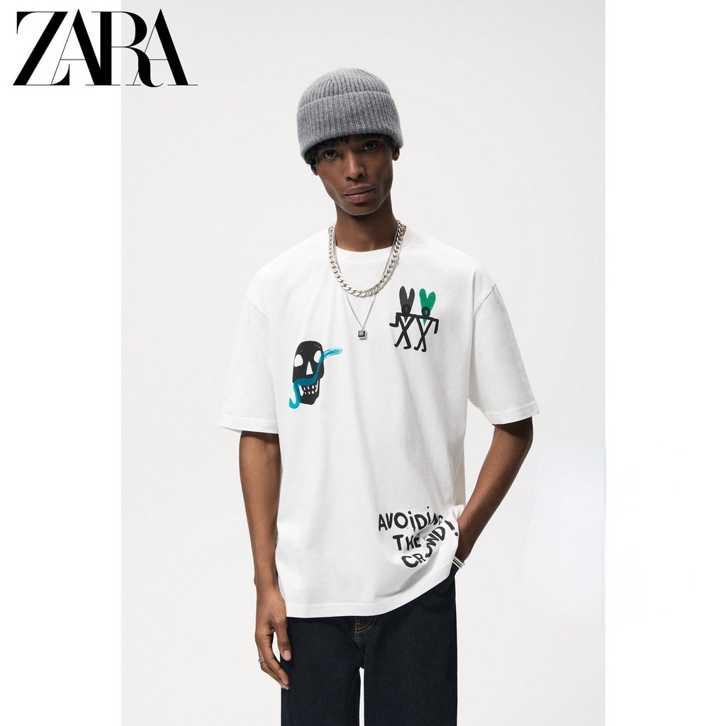 zara-เสื้อยืดคอกลม-แขนสั้น-ผ้าฝ้าย-พิมพ์ลายหัวกะโหลก-สําหรับผู้ชาย-00962404251