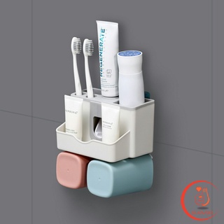 ภาพหน้าปกสินค้าที่เก็บแปรงฟัน พร้อมช่องใส่ของ แก้ว 2 ใบ ที่ใส่แปรงฟัน ที่บีบยาสีฟัน  Toothbrush holder ที่เกี่ยวข้อง