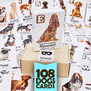 แฟลชการ์ด บัตรคำ การ์ดคำศัพท์ Flash Cards [พันธุ์สุนัข Most Beloved Dog Breeds] มากที่สุดถึง 108 ใบ ของเล่นเสริมพัฒนาการ