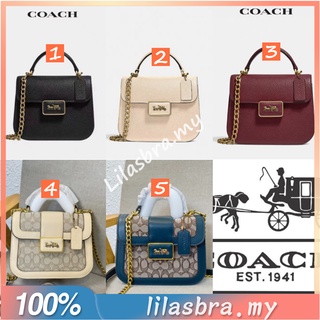 ✨ลิลี่ แคนาดา ช้อปปิ้ง✨ Coach C4822 C4820 ที่จับด้านบนลาย ลายเซ็น Jacquard /ผู้หญิง /สลิง /กระเป๋าสะพายโซ่/