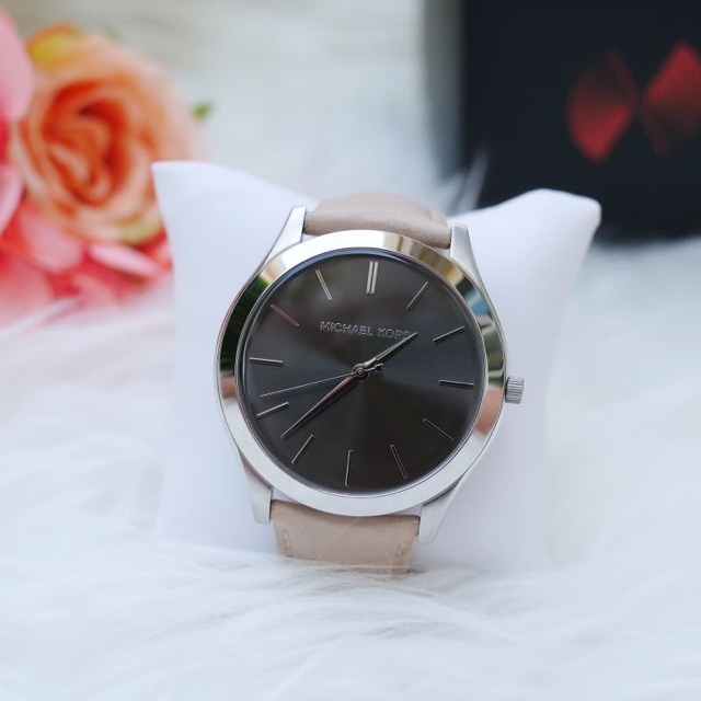 นาฬิกา-michael-kors-analogue-quartz-watch-with-leather-strap-mk8619-สายหนัง-สีน้ำตาลอ่อน