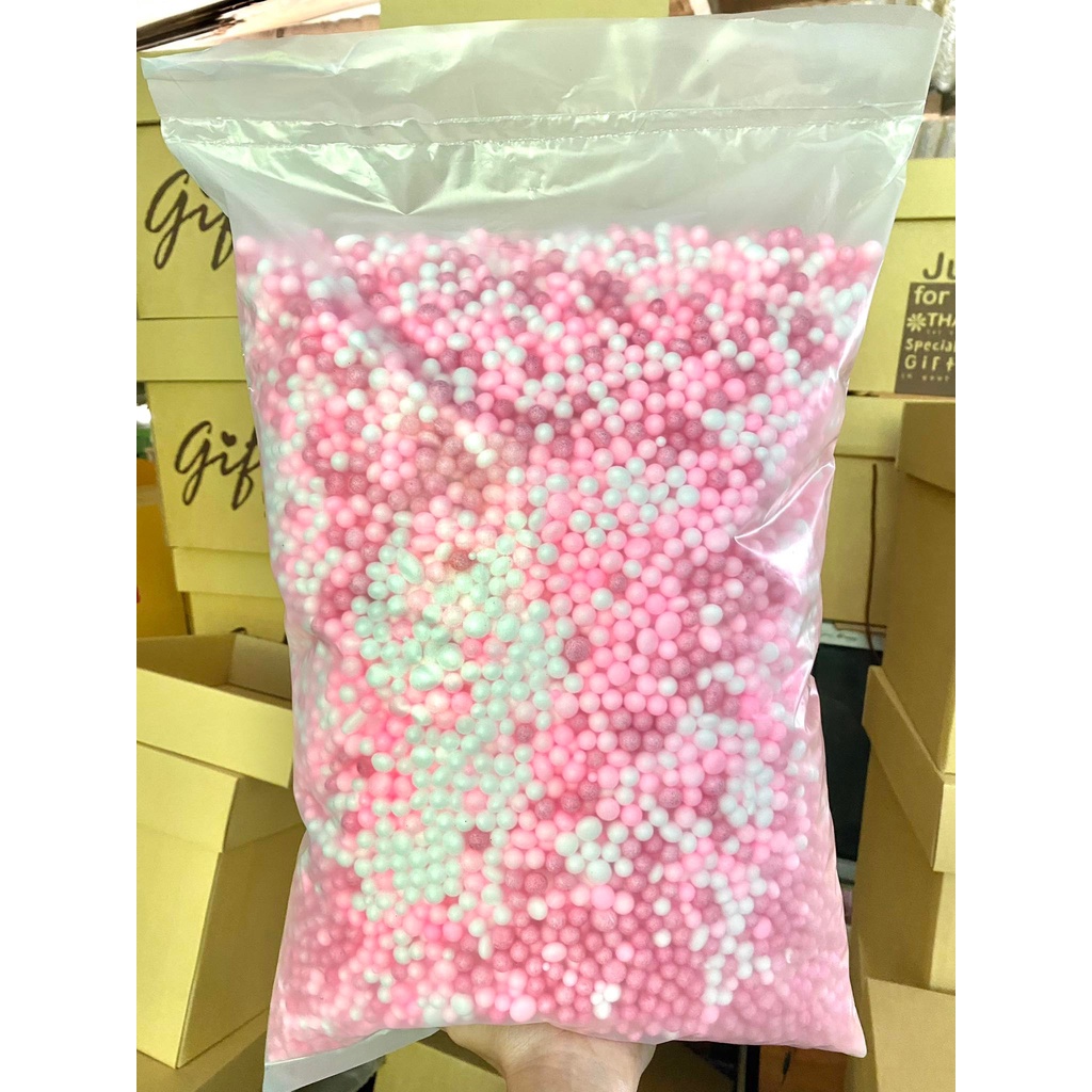เม็ดโฟม-เม็ดโฟมสีราคาถูก-ใส่ของขวัญกล่องเซอร์ไพรส์ตกเเต่งพัสดุงานฝีมือ-สีขาวแดงชมพู-ราคาถูก-พร้อมส่ง