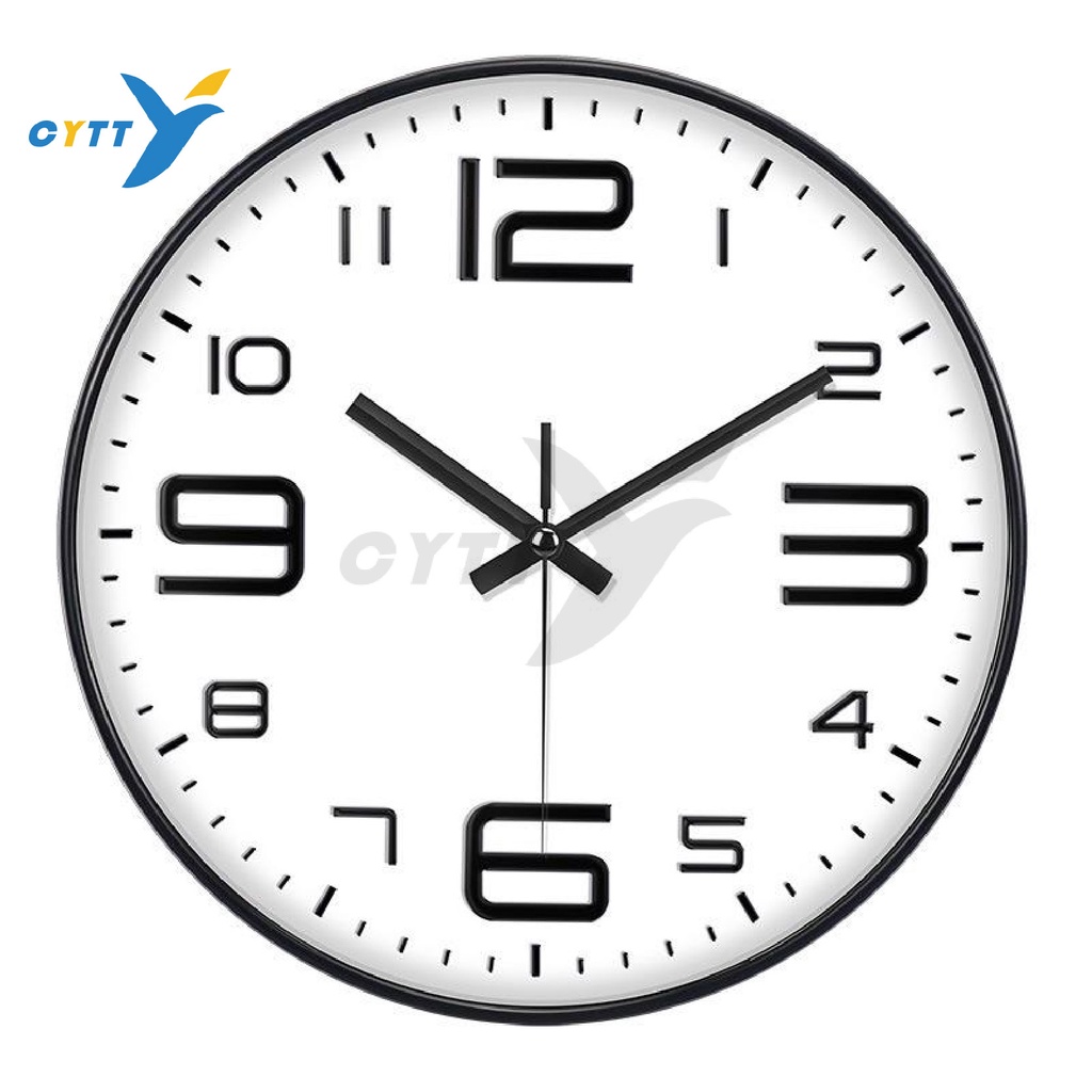 cyttl-นาฬิกาแขวนผนัง-นาฬิกา-3d-เลขชัด-ขนาด12นิ้ว-นาฬิกาติดผนัง-ทรงกลม-เข็มเดินเรียบ-เสียงเงียบ-ประหยัดถ่าน