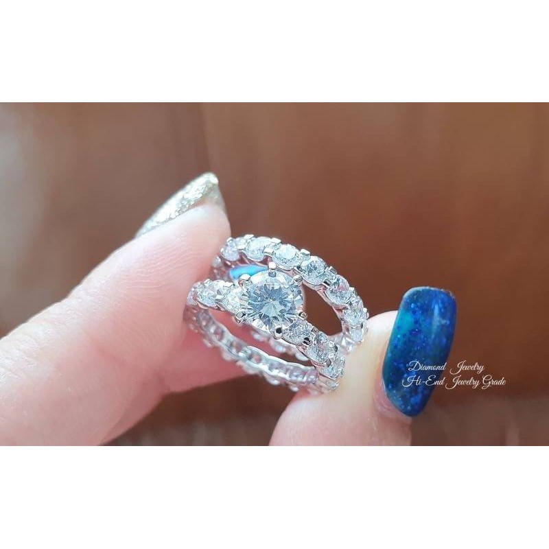 diamond-ring-แหวนเพชรงานเพชร-cz-แท้-ดีไซน์แหวนคู่-ประดับด้วยเพชรเม็ดชูขนาด-1-กะรัต