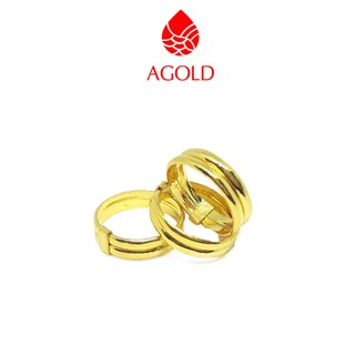AGOLD แหวนทองคู่ ลายเกลี้ยง น้ำหนักครึ่งสลึง (1.89 กรัม) ทองคำแท้ 96.5