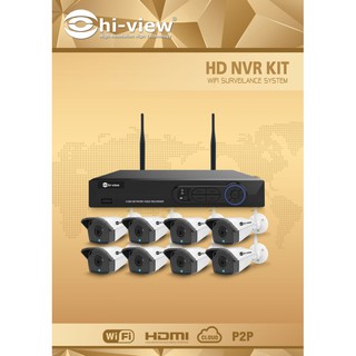 กล้องวงจรปิดไร้สาย Hiview รุ่น HW-3308KIT13-H3 ชุด 8 รองรับ WIFI IP Kit SET With Repeater สินค้าแท้รับประกัน 1 ปี