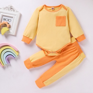 เสื้อผ้าเด็ก Baby Infant Autumn Romper   Long Sleeve Bodysuit+pants 2 Pieces Baby Warm Clothes