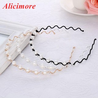 alicimore ที่คาดศีรษะแฟชั่นประดับไข่มุกและคริสตัล rhinestone 1 ชิ้น