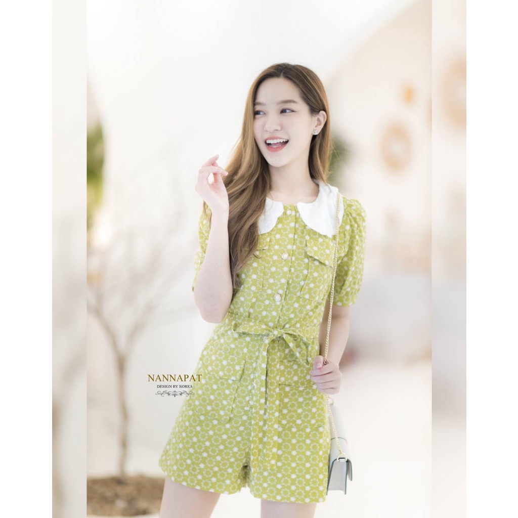 nannapat-playsuit-น่ารัก-ดูดีมีราคา-ใส่ชิลๆได้ทุกโอกาสเลยนะคะ-ผ้าลูกไม้อย่างดี-มีซับในทั้งตัว-แต่งกระเป๋าน่ารัก