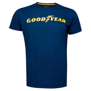 Goodyear เสื้อยืดลําลอง ผ้าฝ้าย แขนสั้น พิมพ์ลายโลโก้ สีกรมท่า สําหรับผู้ชาย