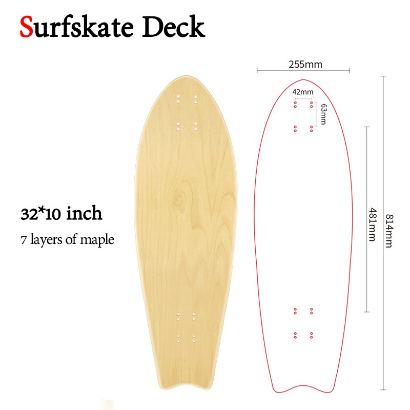 ภาพหน้าปกสินค้า32inch Surfskate Deck พื้นผิวกระดานโต้คลื่นพื้นฐานพื้นผิวกระดานโต้คลื่นพื้นผิวกระดานโต้คลื่น