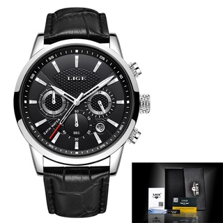 2019 New Mens Watches LIGE Top Brand Luxury Leather Casual Quartz Watch Men Sport Waterproof Clock