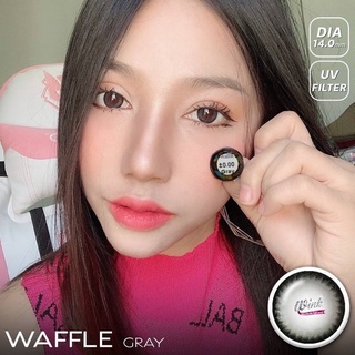 ✨Waffle gray (Wink lens) ขนาดตาโต Big ☀️กรองแสง uv (บิ๊กอาย คอนแทคเลนส์ Bigeye)