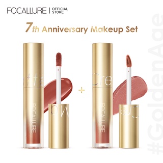 Focallure Goldenage ชุดลิปสติกลิปทินท์เนื้อแมทกันน้ําแห้งเร็ว