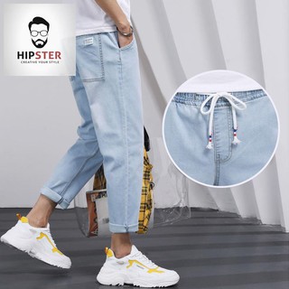 Hong Kong Style Summer Pants Men s Loose Straight Jeans Cropped Student Korean Trend All-match Autumn