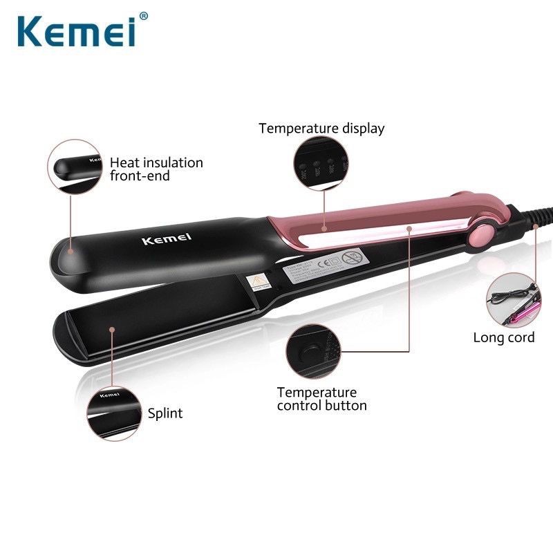 kemei-ที่หนีบผม-2113-ที่รีดผม-เครื่องรีดผม-เครื่องหนีบผม-ร้อนเร็ว-หน้ากว้าง-ไม่กินผมปรับระดับความร้อนได้-ช่างเสริมสวยน