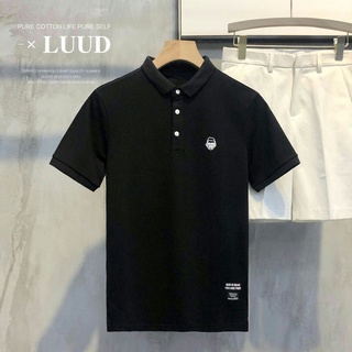 □◘สุทธิสีแดงเกาหลีลำลองขนาดเล็กเย็บปักถักร้อยผู้ชายเสื้อโปโลเยาวชนย้อนยุคป่าบางแขนสั้นแฟชั่นที่เรียบง่ายtop