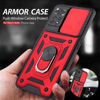 For Xiaomi Redmi Note11 Pro 5G Case Push Camera Protect Cover Redme Note11 11S 4G Car Magnetic Holder Stand Armor Fundas