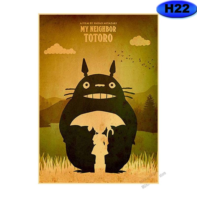 โปสเตอร์กระดาษคราฟท์-ลายอนิเมะ-hayao-miyazaki-สไตล์เรโทร-สําหรับตกแต่งผนังบ้าน