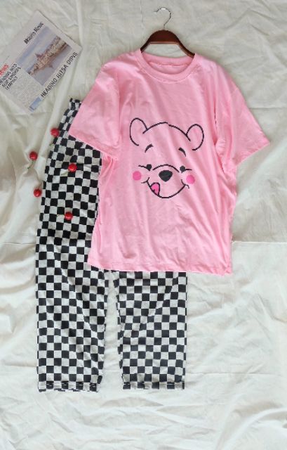 พร้อมส่ง-ชุดเซ็ท-เสื้อโอเวอร์ไซส์-กางเกงขายาว