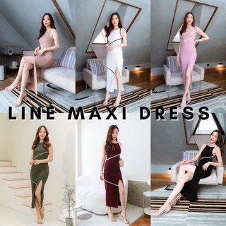 ภาพขนาดย่อของภาพหน้าปกสินค้าBasicnotbasics - Line maxi dress แท้100% เดรสยาว ผ่าหน้าขา ชุดเดรส ชุดเดรสออกงาน จากร้าน basicnotbasics บน Shopee