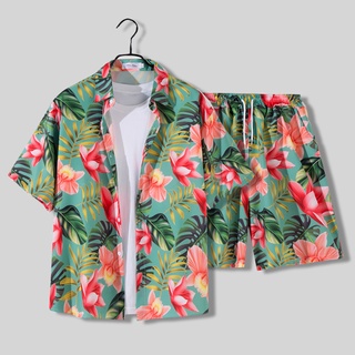 ภาพหน้าปกสินค้าชุดเสื้อแขนสั้น และกางเกงฮาวาย ทรงหลวม ลายดอกไม้ เหมาะกับเดินชายหาด สําหรับผู้ชาย ที่เกี่ยวข้อง
