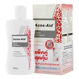 ***ล็อตใหม่สุด แพคคู่ ผลิต04/19** Acne aid Liquid Cleanser 100 ml.** แพคคู่ **คลีนเซอร์สำหรับผู้มีปัญหาสิว สีแดง