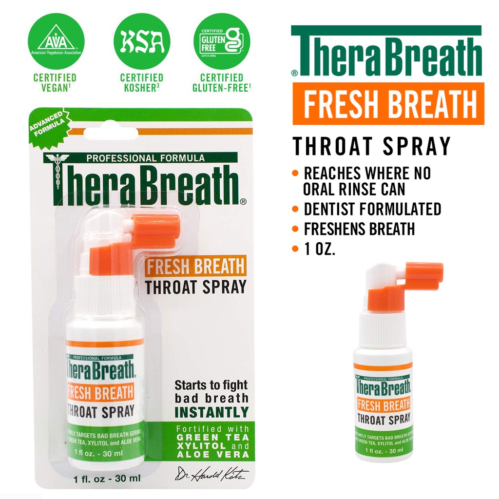 ภาพหน้าปกสินค้าTheraBreath Fresh Breath Professional Formula Throat Spray with Green Tea, 1 oz. ราคา 420 บาท จากร้าน babythingshopthailand บน Shopee