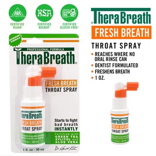 ภาพขนาดย่อของภาพหน้าปกสินค้าTheraBreath Fresh Breath Professional Formula Throat Spray with Green Tea, 1 oz. ราคา 420 บาท จากร้าน babythingshopthailand บน Shopee