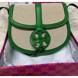 TORY BURCH MILLER CANVAS QUADRANT SADDLE BAG