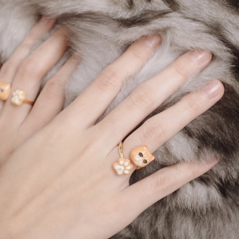 fairy-tales-cool-cat-the-orange-exotic-shorthair-cat-ring-แหวนแมวส้ม-แหวนหัวแมวกับอุ้งเท้า-น่ารัก-handmade