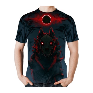 เสื้อยืดโอเวอร์ไซส์ขายดี เสื้อยืด พิมพ์ลาย Eclipse Evil Wolf 3D สไตล์คลาสสิก น่ากลัว สําหรับฮาโลวีน KIlcja88JIepoj56S-3X