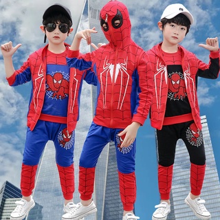 สไปเดอร์แมนชุด 3 PCS Spider Man Terno สำหรับเด็ก COSPLAY เครื่องแต่งกายชายเสื้อผ้าแขนยาวชุด 0-5 ปี