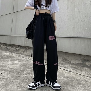 ☈❡﹊กางเกงลำลองนักเรียนหญิงฤดูร้อนสไตล์ใหม่เกาหลีสีดำและสีชมพูสายรัดเลกกิ้งกางเกงกีฬา