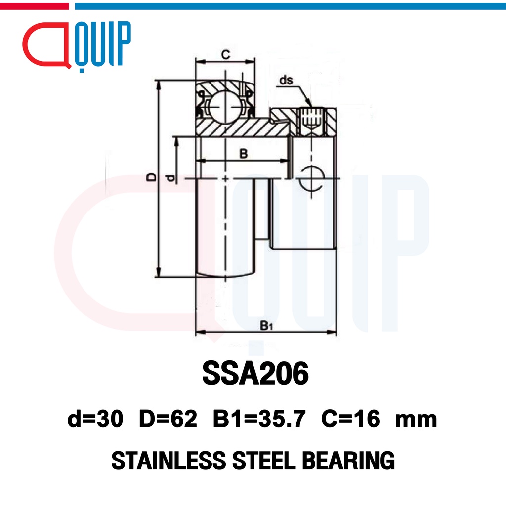 ssa206-ldk-ตลับลูกปืนตุ๊กตา-สเตนแลส-stainless-steel-bearing-ssa-206-เพลา-30-มม-s-sa206