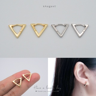 8August ต่างหูเงินแท้ Triangle Hoop Earrings S925 ต่างหูห่วง รูปสามเหลี่ยม (A7)