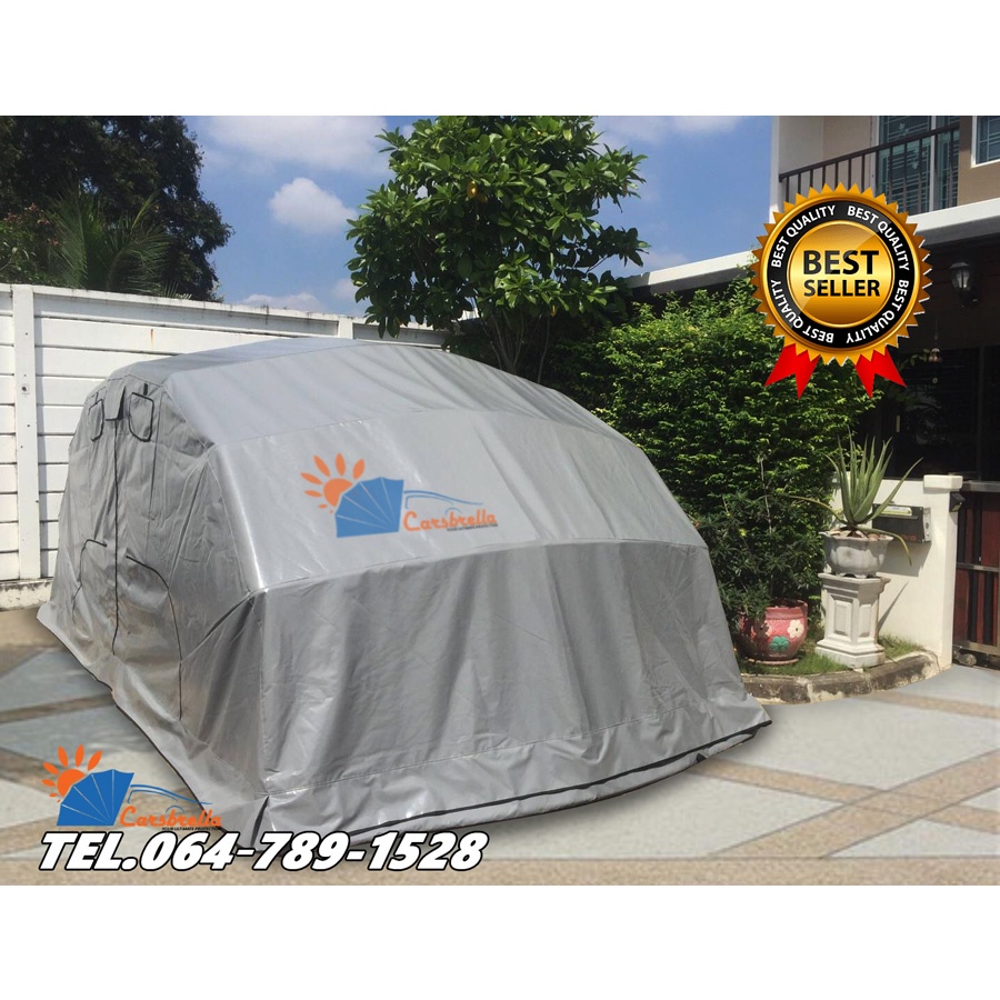 เต็นท์จอดรถพับได้-carsbrella-รุ่น-halfmoon-size-s-สำหรับจอดรถยนต์ขนาดเล็ก-กลาง-เปิดปิดด้วยโช๊คอัพ