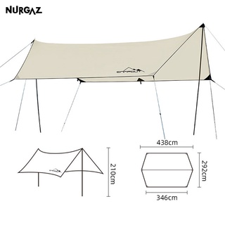 NURGAZ ฟลายชีท​ กันน้ำ ฟรายชีท ผ้าใบ เต็นท์กันสาด เต็นท์บังแดด อุปกรณ์​ครบชุด​ เต้นท์แคมปิ้ง ผ้าคลุมเต้นท์ สำหรับกันฝน กันแดด แถมฟรีถุงใส่