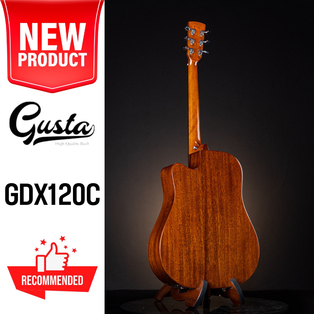 ของแถม-premium-สุดคุ้ม-gusta-gdx120c-กีตาร์โปร่งไฟฟ้า-top-solid-หน้าไม้แท้-ประกันระบบไฟฟ้า-1-ปี-gdx-120