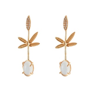 ต่างหู Gold Vintage Leaf Earrings 925 Silver