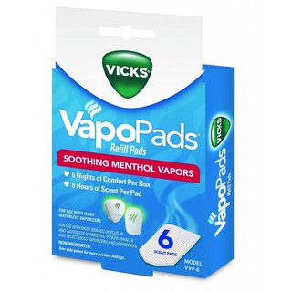 ʕ•́ᴥ•̀ʔ Vicks VapoPads แผ่นRefill กลิ่นเมนทอล สำหรับใส่เครื่อง Vick Gallon/Waterless ขนาด6ชิ้น