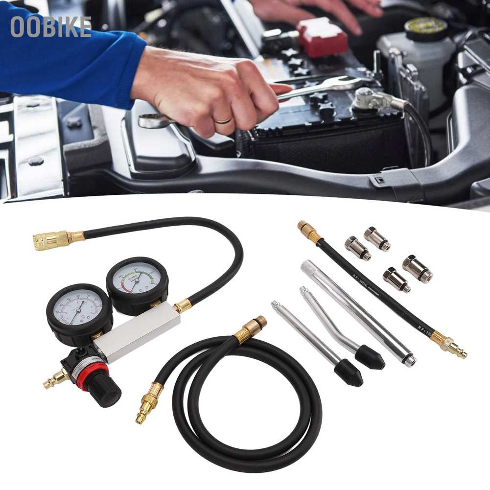 OObike Cylinder Leak Down Tester Gasoline Engine Compression Dual Gauge ...