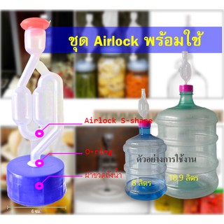 ฝา Airlock S-Shape พร้อมใช้ สำหรับปิดถังน้ำดื่ม PET 8-18.9 ลิตร ฝาเกลียว 5.5 ซม.ฝาแอร์ล็อค ถังทำไวน์ ทำเบียร์ หมักสาโท