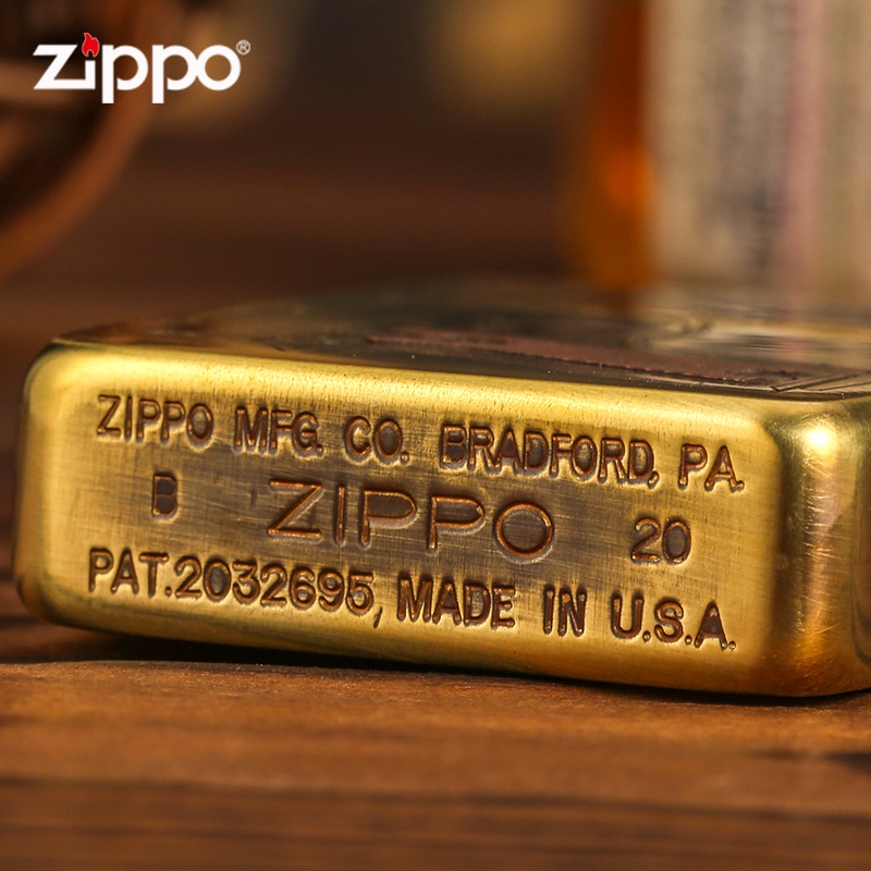 zippo-zippo-ของแท้-zippo-zippo-ไฟแช็กของแท้-ปืนพก-ตราประทับบรอนซ์สลักสองด้าน-ไฟแช็กน้ำมันก๊าดกันลมส่วนบุคคล