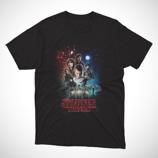 เสื้อยืดคอกลมสีดำพิมพ์ลายจากซีรีย์ดัง Stranger Things