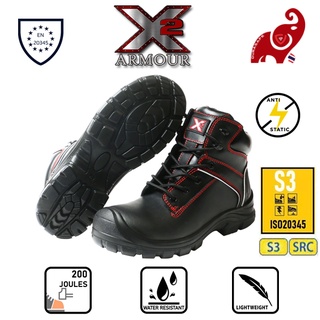 รองเท้าเซฟตี้ ARMOUR X2 Composite Toe Cap Safety Shoe Kevlar Midsole Black